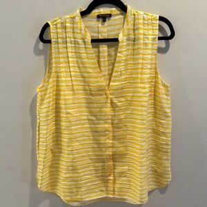Massing Dutti Yellow Striped  Silk Blend Women's Top US10